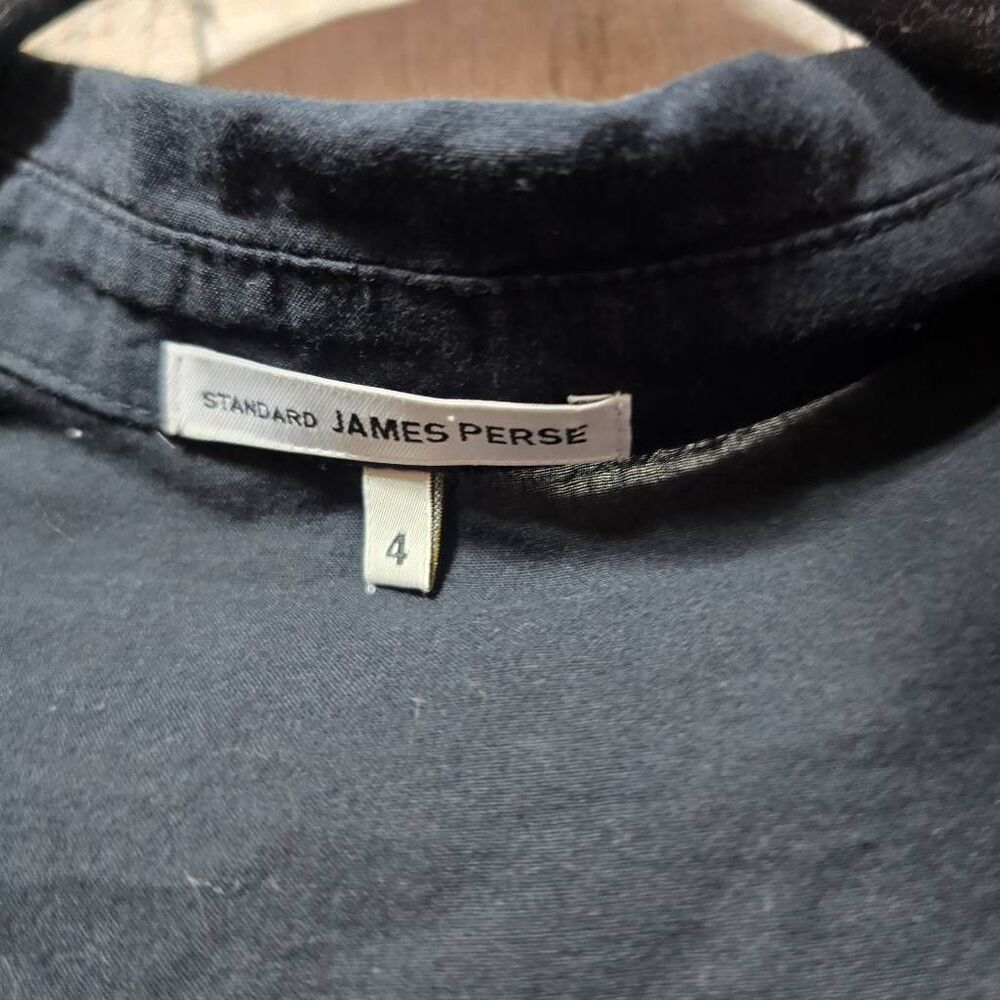 James Perse Black Cotton Button Up Shirt XS Office Neutral Business Career Basic - Picture 4 of 8